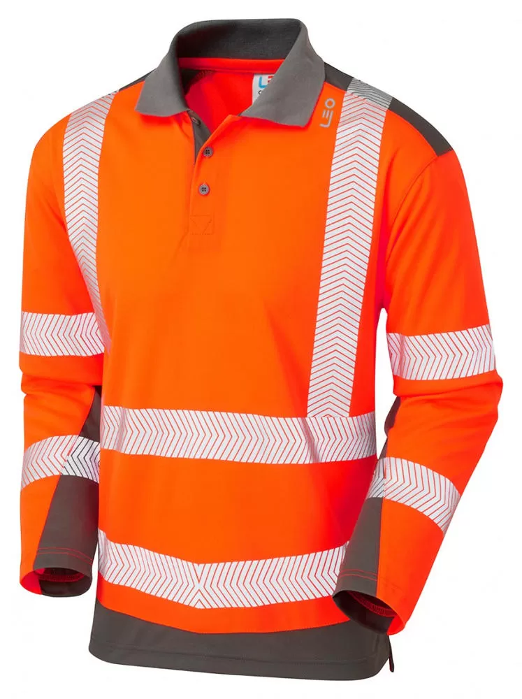 Orange Long Sleeve Hi Vis Polo Shirt Coolviz Leo P15 OGY