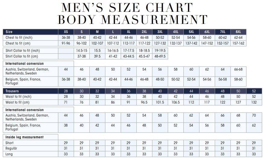 Uneek clothing size chart