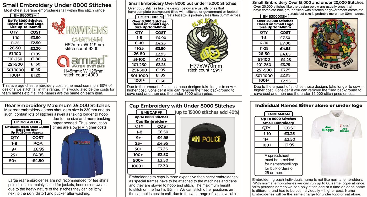Embroidery costs images