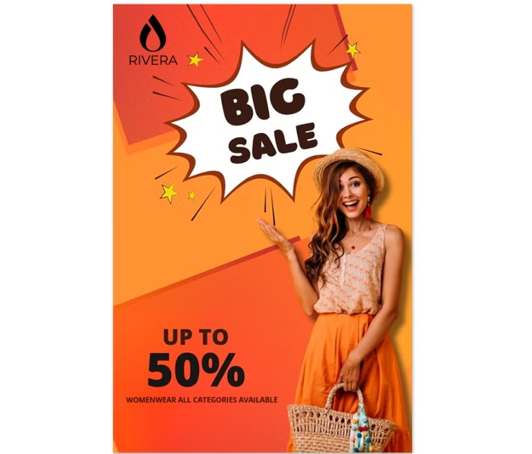 A vibrant poster in a retail environment