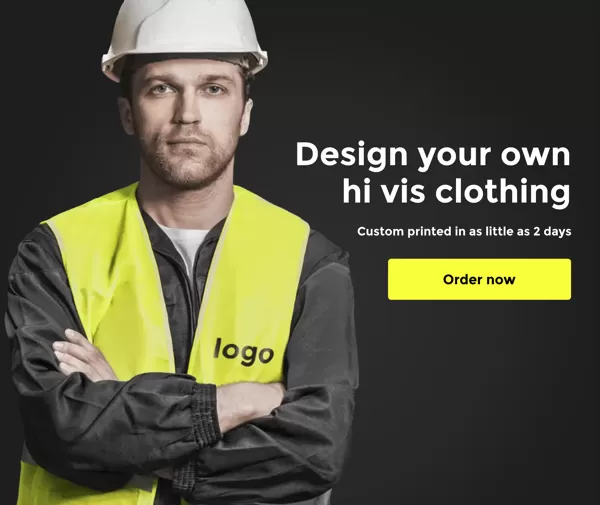Design your own custom Hi Vis Clothing with hivis.co.uk mobile banner