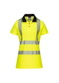 Yellow/Black Ladies Hi Vis Polo Shirt Portwest LW72