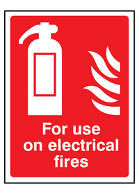 For use on electrical fires sign
