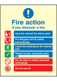 Fire action/call point with lift sign