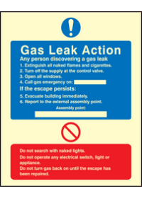 Gas leak action sign