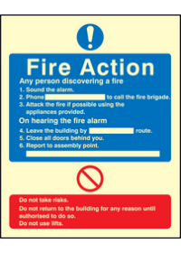 General fire action with lift sign