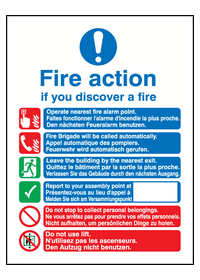Multi lingual fire action auto with lift sign