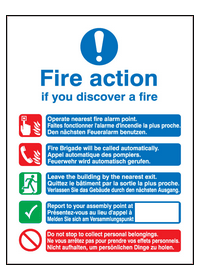 Multi lingual fire action manual no lift sign