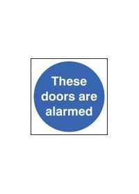 These doors are alarmed sign