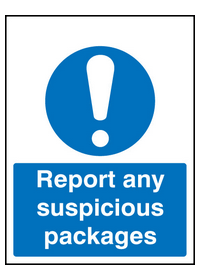 Report any suspicious packages sign