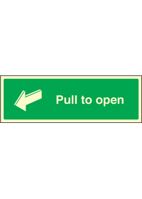Pull to open sign