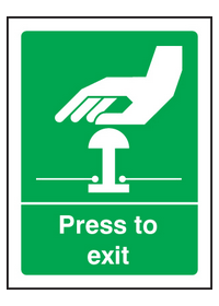 Press to exit sign