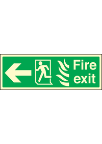Fire exit arrow left HTM sign