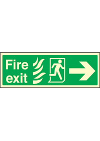 Fire exit arrow right HTM sign