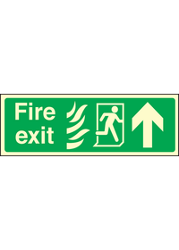 Fire exit arrow up HTM sign