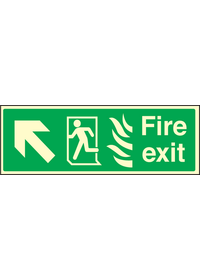Fire exit arrow up left HTM sign
