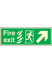 Fire exit arrow up right HTM sign