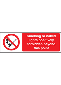 Smoking or naked lights forbidden sign