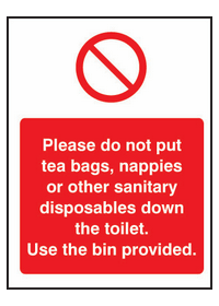 Please do not put tea bags etc sign