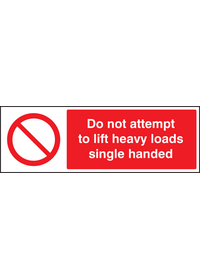 Do not attempt to lift heavy loads sign
