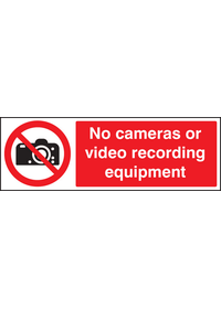 No cameras or video recording equipmentment sign