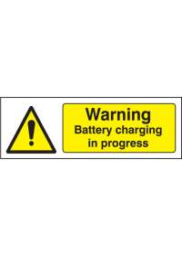 Warning battery charging in progress sign