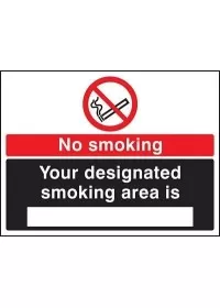 No smoking designated area sign