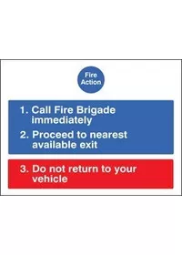 Fire action for car parks sign
