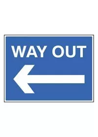 Way out left sign