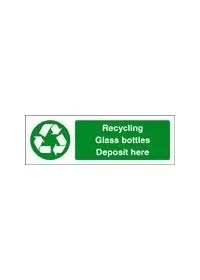 Recycling glass bottles sign