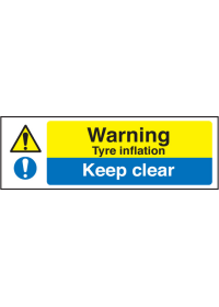 Warning tyre inflation keep clear sign