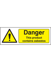 Danger product contains asbestos sign