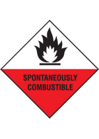 Spontaneously combustible sign