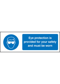 Eye protection provided for your safety sign