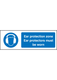 Ear protection zone/protectors worn sign