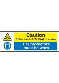 Noise level 85dB ear protectors worn sign