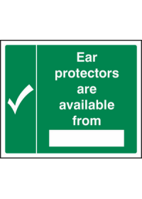 Ear protectors available from sign