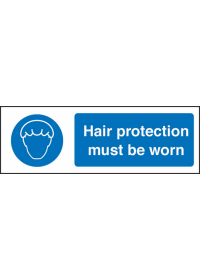 Hair protection must be worn sign