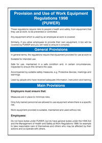PUWER guidance poster poster 58990