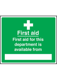 First aid for department available from sign