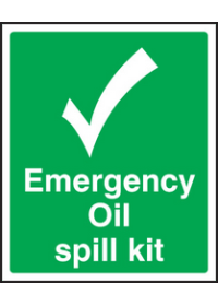 Emergency oil spill kit sign