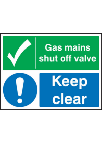 Gas mains shut off valve keep clear sign