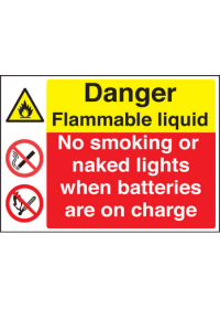 Highly Flammable/batteries on charge sign