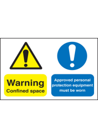 Warning confined space/ PPE must be worn sign