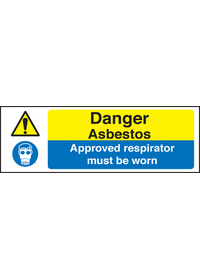 Danger asbestos/respirator must be worn sign
