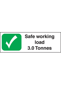 SWL 3.0 tonnes sign