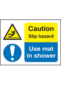 Use mat in shower sign