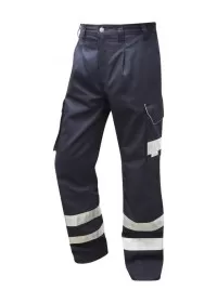 Navy Trousers With Hivis Stripes Leo CT02