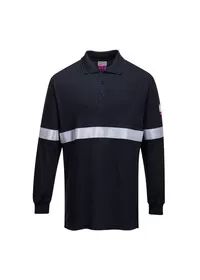 FR03 Flame Resistant Anti Static Long Sleeve Polo Shirt with Reflective Tape