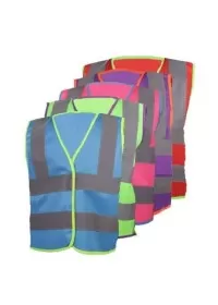 Childrens coloured hi vis vests, purple, red, green, blue, pink